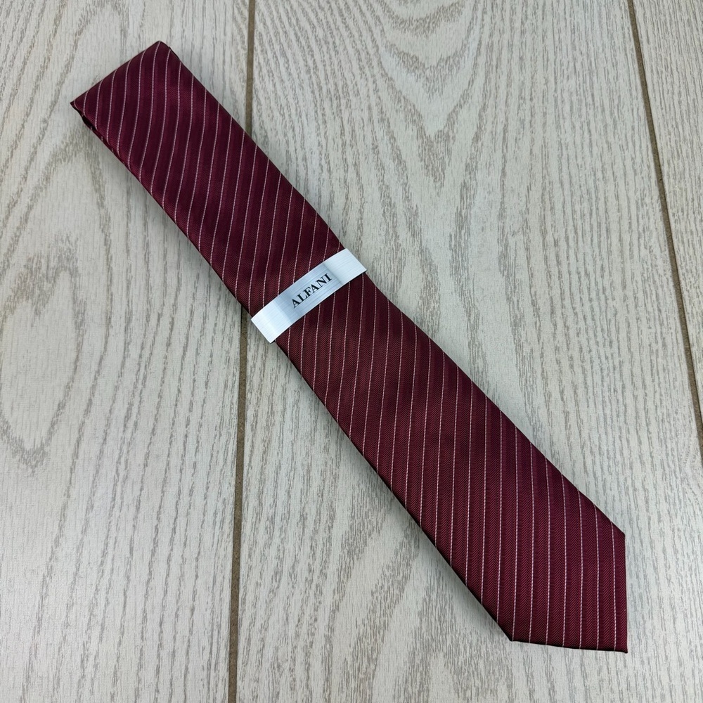 814 Alfani Men's Tie Ozark Stripe 601 Burgundy (Red) $55 Polyester